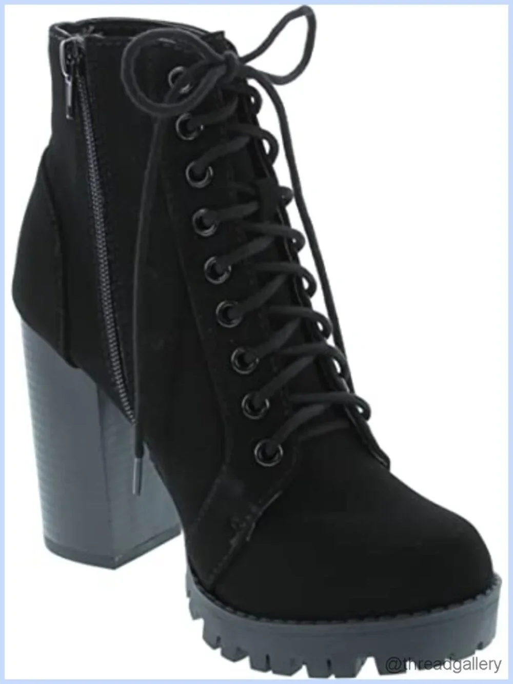 Fashion Lace Up Military Inspired Ankle Boot with Stacked Heel